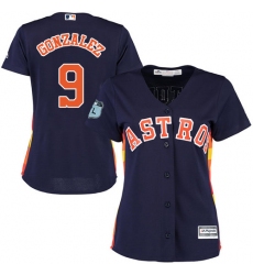 Women's Majestic Houston Astros #9 Marwin Gonzalez Authentic Navy Blue Alternate Cool Base MLB Jersey