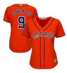 Women's Majestic Houston Astros #9 Marwin Gonzalez Replica Orange Alternate 2017 World Series Champions Cool Base MLB Jersey