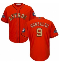 Youth Majestic Houston Astros #9 Marwin Gonzalez Authentic Orange Alternate 2018 Gold Program Cool Base MLB Jersey