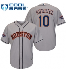 Men's Majestic Houston Astros #10 Yuli Gurriel Replica Grey Road 2017 World Series Champions Cool Base MLB Jersey