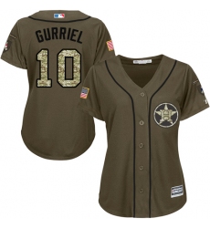 Women's Majestic Houston Astros #10 Yuli Gurriel Authentic Green Salute to Service MLB Jersey