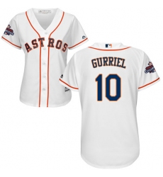 Women's Majestic Houston Astros #10 Yuli Gurriel Authentic White Home 2017 World Series Champions Cool Base MLB Jersey