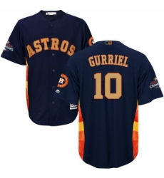 Youth Majestic Houston Astros #10 Yuli Gurriel Authentic Navy Blue Alternate 2018 Gold Program Cool Base MLB Jersey