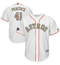 Men's Majestic Houston Astros #41 Brad Peacock Replica White 2018 Gold Program Cool Base MLB Jersey