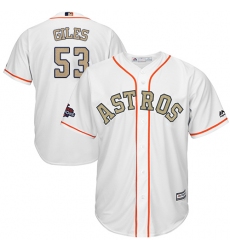 Youth Majestic Houston Astros #53 Ken Giles Authentic White 2018 Gold Program Cool Base MLB Jersey