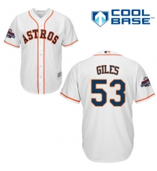 Youth Majestic Houston Astros #53 Ken Giles Replica White Home 2017 World Series Champions Cool Base MLB Jersey