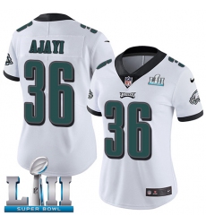 Women's Nike Philadelphia Eagles #36 Jay Ajayi White Vapor Untouchable Limited Player Super Bowl LII NFL Jersey