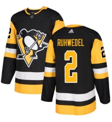 Youth Adidas Pittsburgh Penguins #2 Chad Ruhwedel Authentic Black Home NHL Jersey