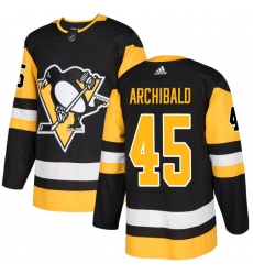 Youth Adidas Pittsburgh Penguins #45 Josh Archibald Authentic Black Home NHL Jersey