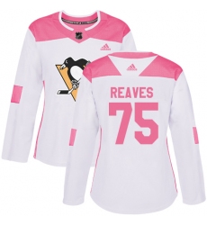 Women's Adidas Pittsburgh Penguins #75 Ryan Reaves Authentic White/Pink Fashion NHL Jersey