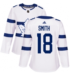 Women's Adidas Toronto Maple Leafs #18 Ben Smith Authentic White 2018 Stadium Series NHL Jersey