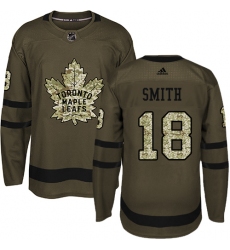 Youth Adidas Toronto Maple Leafs #18 Ben Smith Authentic Green Salute to Service NHL Jersey