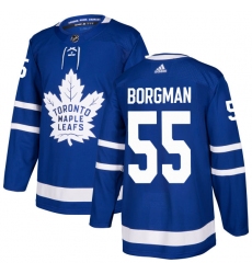 Men's Adidas Toronto Maple Leafs #55 Andreas Borgman Premier Royal Blue Home NHL Jersey