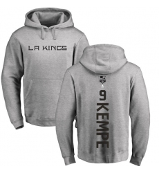 NHL Adidas Los Angeles Kings #9 Adrian Kempe Ash Backer Pullover Hoodie