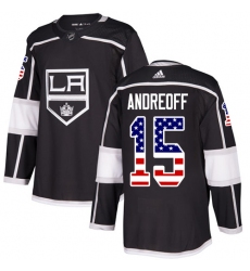 Men's Adidas Los Angeles Kings #15 Andy Andreoff Authentic Black USA Flag Fashion NHL Jersey