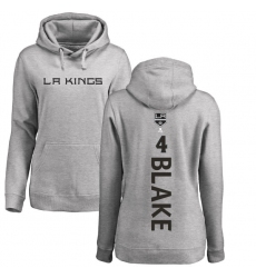 NHL Women's Adidas Los Angeles Kings #4 Rob Blake Ash Backer Pullover Hoodie