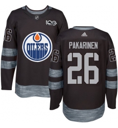 Men's Adidas Edmonton Oilers #26 Iiro Pakarinen Authentic Black 1917-2017 100th Anniversary NHL Jersey