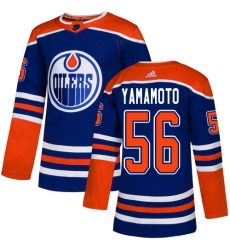 Youth Adidas Edmonton Oilers #56 Kailer Yamamoto Authentic Royal Blue Alternate NHL Jersey