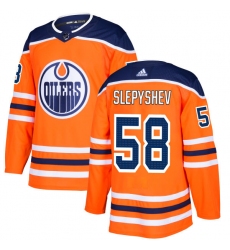 Men's Adidas Edmonton Oilers #58 Anton Slepyshev Authentic Orange Home NHL Jersey