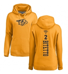NHL Women's Adidas Nashville Predators #2 Anthony Bitetto Gold One Color Backer Pullover Hoodie