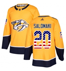 Youth Adidas Nashville Predators #20 Miikka Salomaki Authentic Gold USA Flag Fashion NHL Jersey