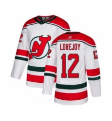 Men's Adidas New Jersey Devils #12 Ben Lovejoy Authentic White Alternate NHL Jersey
