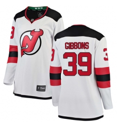 Women's New Jersey Devils #39 Brian Gibbons Fanatics Branded White Away Breakaway NHL Jersey