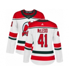 Women's Adidas New Jersey Devils #41 Michael McLeod Authentic White Alternate NHL Jersey