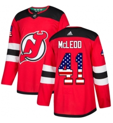 Youth Adidas New Jersey Devils #41 Michael McLeod Authentic Red USA Flag Fashion NHL Jersey