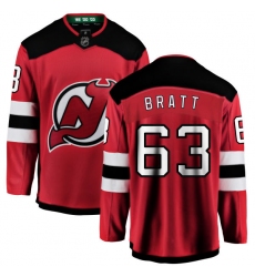 Men's New Jersey Devils #63 Jesper Bratt Fanatics Branded Red Home Breakaway NHL Jersey