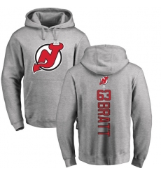 NHL Adidas New Jersey Devils #63 Jesper Bratt Ash Backer Pullover Hoodie