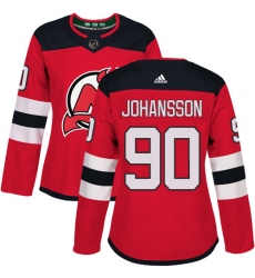 Women's Adidas New Jersey Devils #90 Marcus Johansson Authentic Red Home NHL Jersey