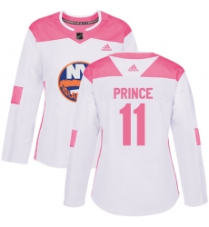 Women's Adidas New York Islanders #11 Shane Prince Authentic White/Pink Fashion NHL Jersey