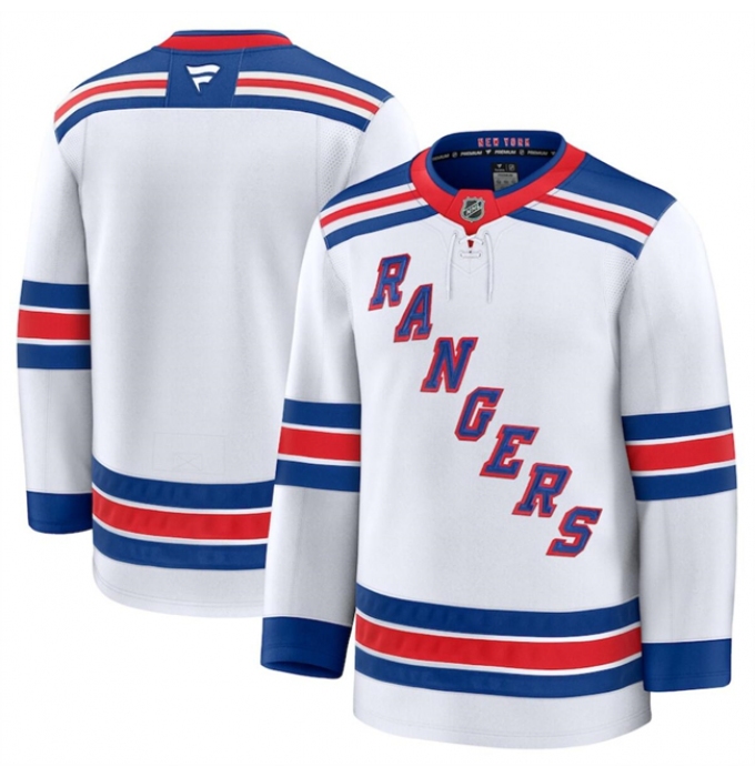 Men's New York Rangers Blank White 2024-25 Away Stitched Hockey Jersey