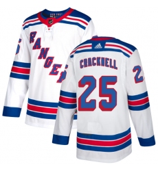 Youth Adidas New York Rangers #25 Adam Cracknell Authentic White Away NHL Jersey