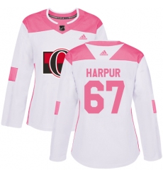 Women's Adidas Ottawa Senators #67 Ben Harpur Authentic White/Pink Fashion NHL Jersey