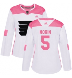 Women's Adidas Philadelphia Flyers #5 Samuel Morin Authentic White/Pink Fashion NHL Jersey