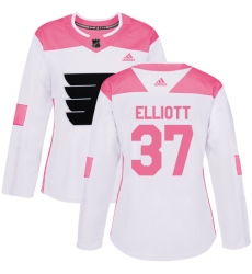 Women's Adidas Philadelphia Flyers #37 Brian Elliott Authentic White/Pink Fashion NHL Jersey