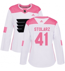 Women's Adidas Philadelphia Flyers #41 Anthony Stolarz Authentic White/Pink Fashion NHL Jersey
