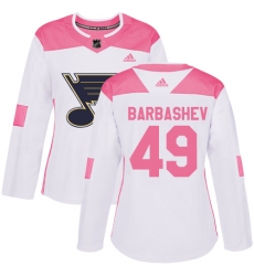 Women's Adidas St. Louis Blues #49 Ivan Barbashev Authentic White/Pink Fashion NHL Jersey