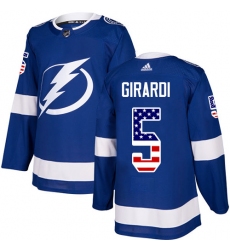 Youth Adidas Tampa Bay Lightning #5 Dan Girardi Authentic Blue USA Flag Fashion NHL Jersey