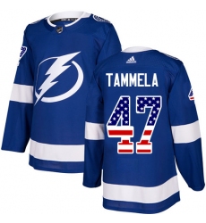 Men's Adidas Tampa Bay Lightning #47 Jonne Tammela Authentic Blue USA Flag Fashion NHL Jersey