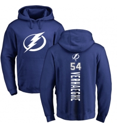 NHL Adidas Tampa Bay Lightning #54 Carter Verhaeghe Royal Blue Backer Pullover Hoodie