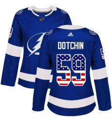 Women's Adidas Tampa Bay Lightning #59 Jake Dotchin Authentic Blue USA Flag Fashion NHL Jersey