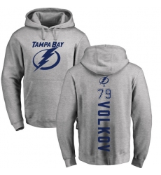 NHL Adidas Tampa Bay Lightning #79 Alexander Volkov Ash Backer Pullover Hoodie