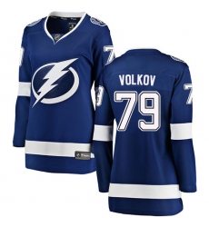 Women's Tampa Bay Lightning #79 Alexander Volkov Fanatics Branded Royal Blue Home Breakaway NHL Jersey