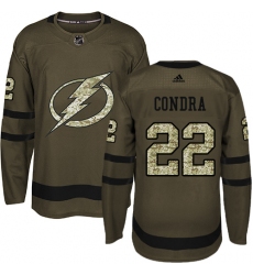 Men's Adidas Tampa Bay Lightning #22 Erik Condra Authentic Green Salute to Service NHL Jersey