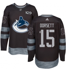 Men's Adidas Vancouver Canucks #15 Derek Dorsett Premier Black 1917-2017 100th Anniversary NHL Jersey