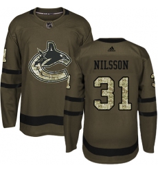 Men's Adidas Vancouver Canucks #31 Anders Nilsson Authentic Green Salute to Service NHL Jersey