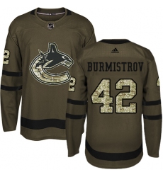 Men's Adidas Vancouver Canucks #42 Alex Burmistrov Authentic Green Salute to Service NHL Jersey